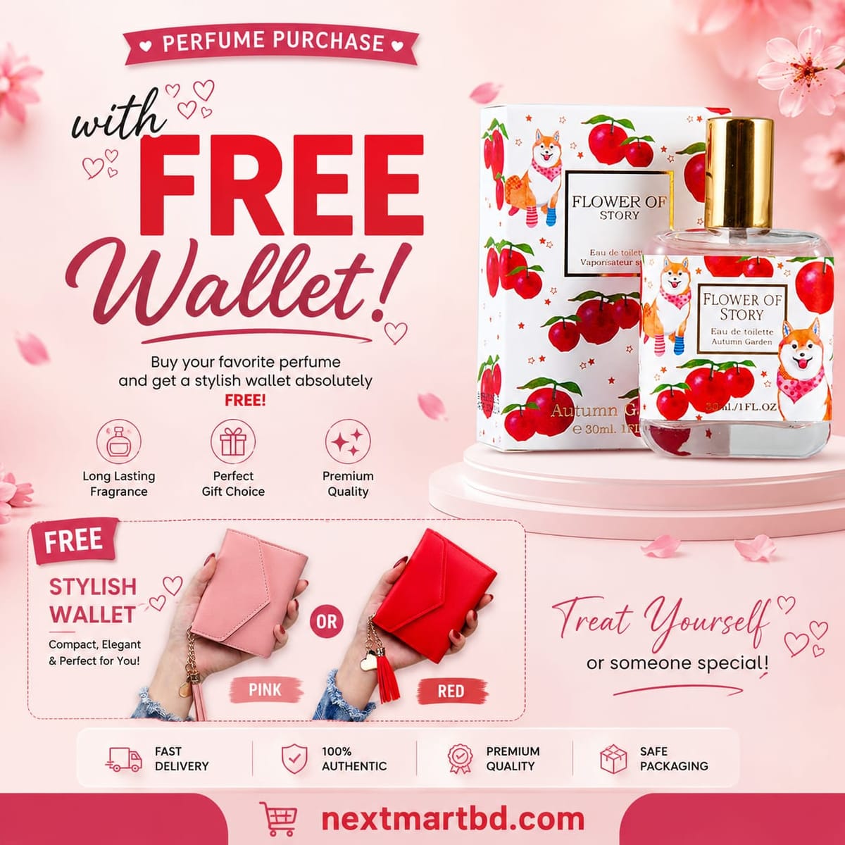 Flower of Story Brand Perfume with Free Female Wallet